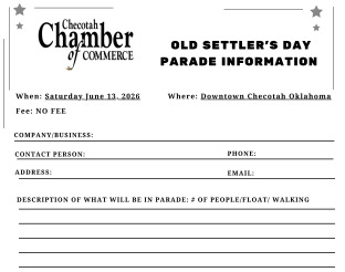 Preview of Old Settlers Day: Parade Participant Entry Form